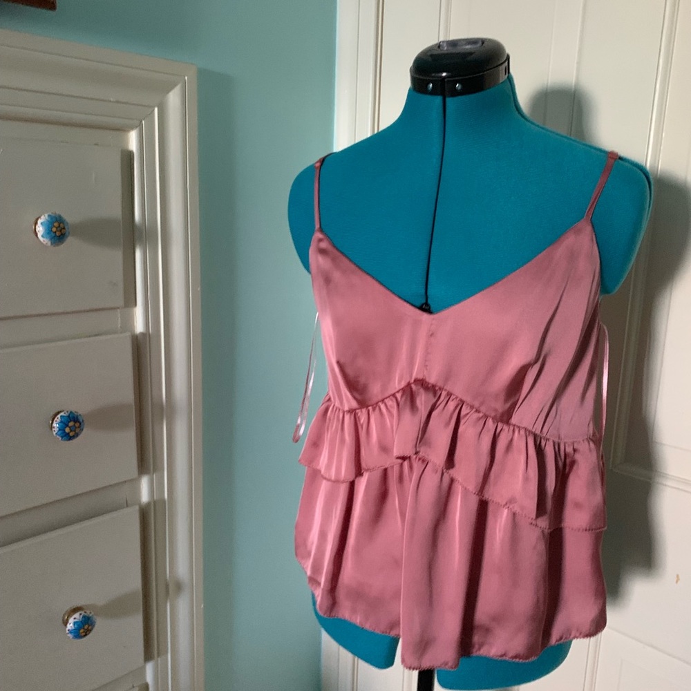 Anthropologie pink silky tank top